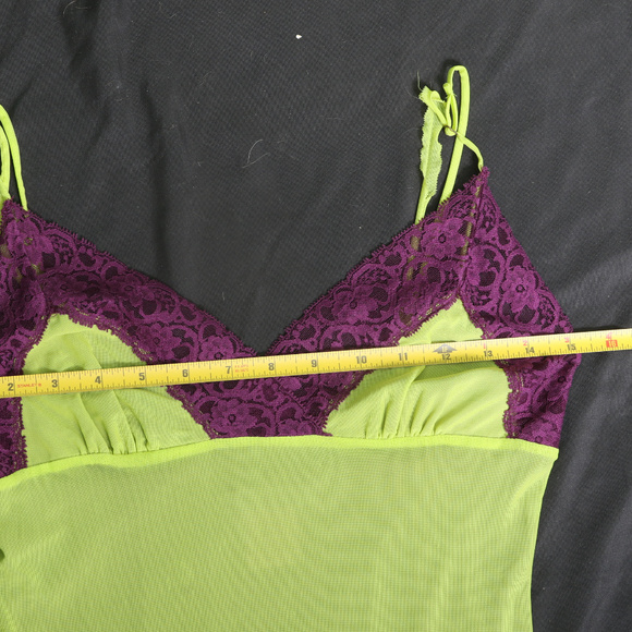 Marciano Lime Green Purple Lace Trim Slip Dress - Picture 7 of 8